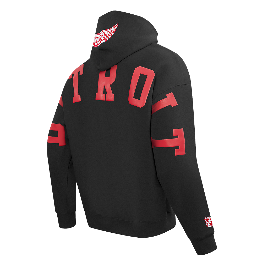 NHL DETROIT RED WINGS WINGSPAN MEN'S DROP SHOULDER FLC PO HOODIE (BLACK)