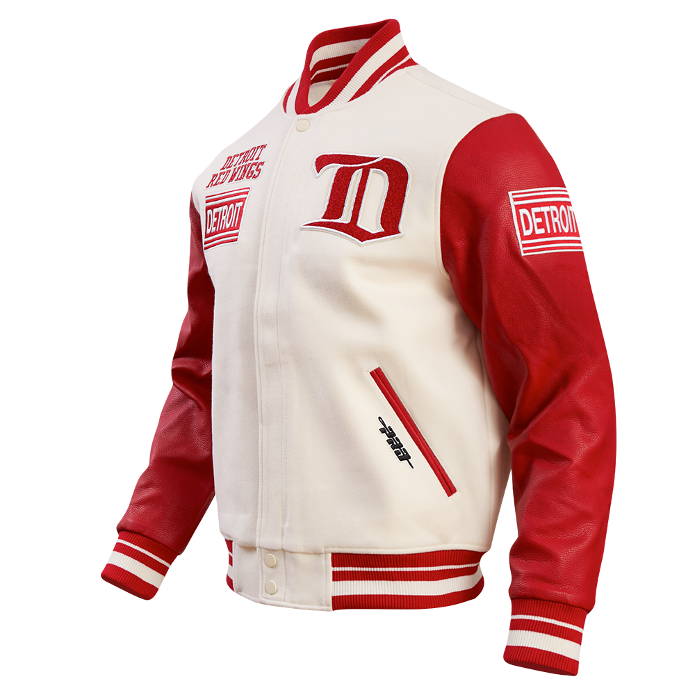 Detroit Red Wings Black and White Two-Tone Varsity Jacket
