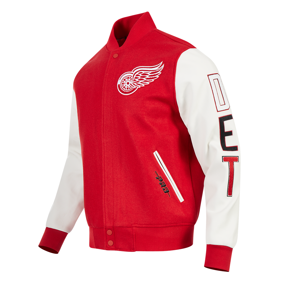 NHL DETROIT RED WINGS CLASSIC MEN'S WOOL VARSITY JACKET (RED/WHITE)