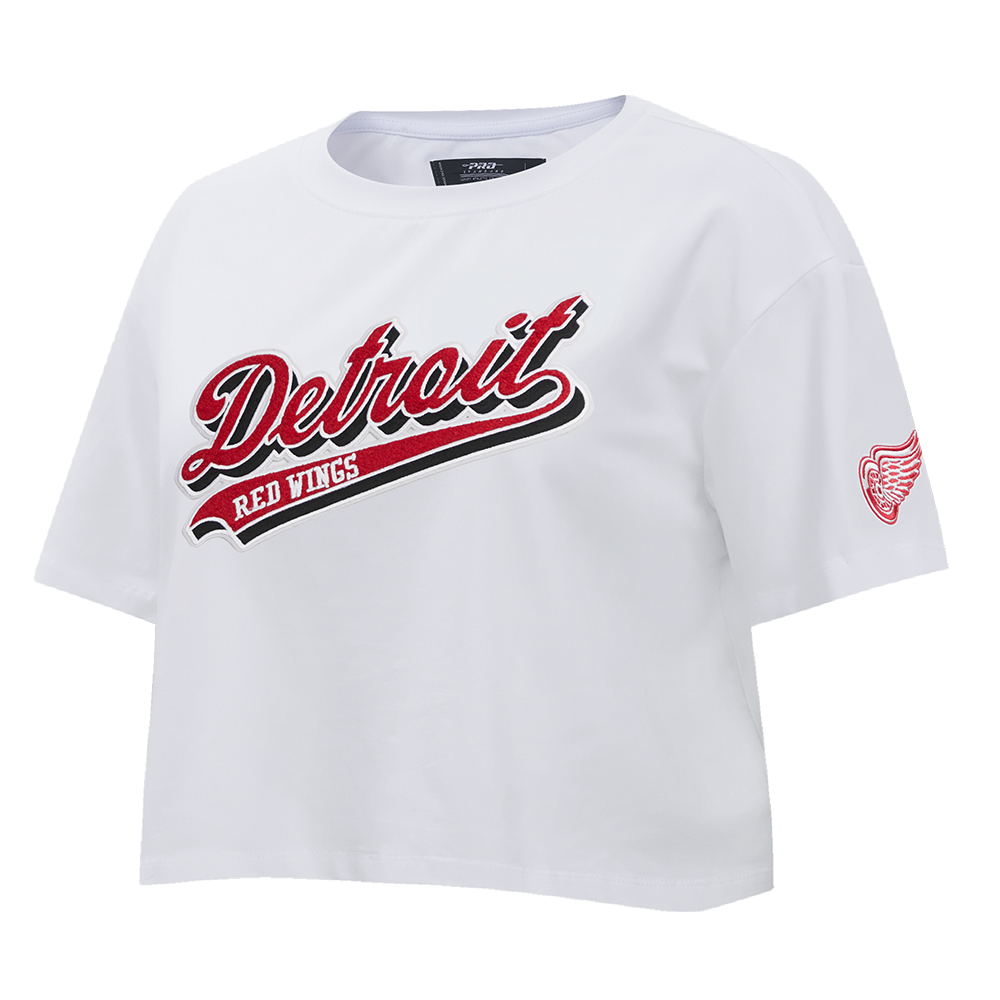 NHL DETROIT RED WINGS SCRIPT TAIL WOMEN'S SJ BOXY TEE (WHITE)