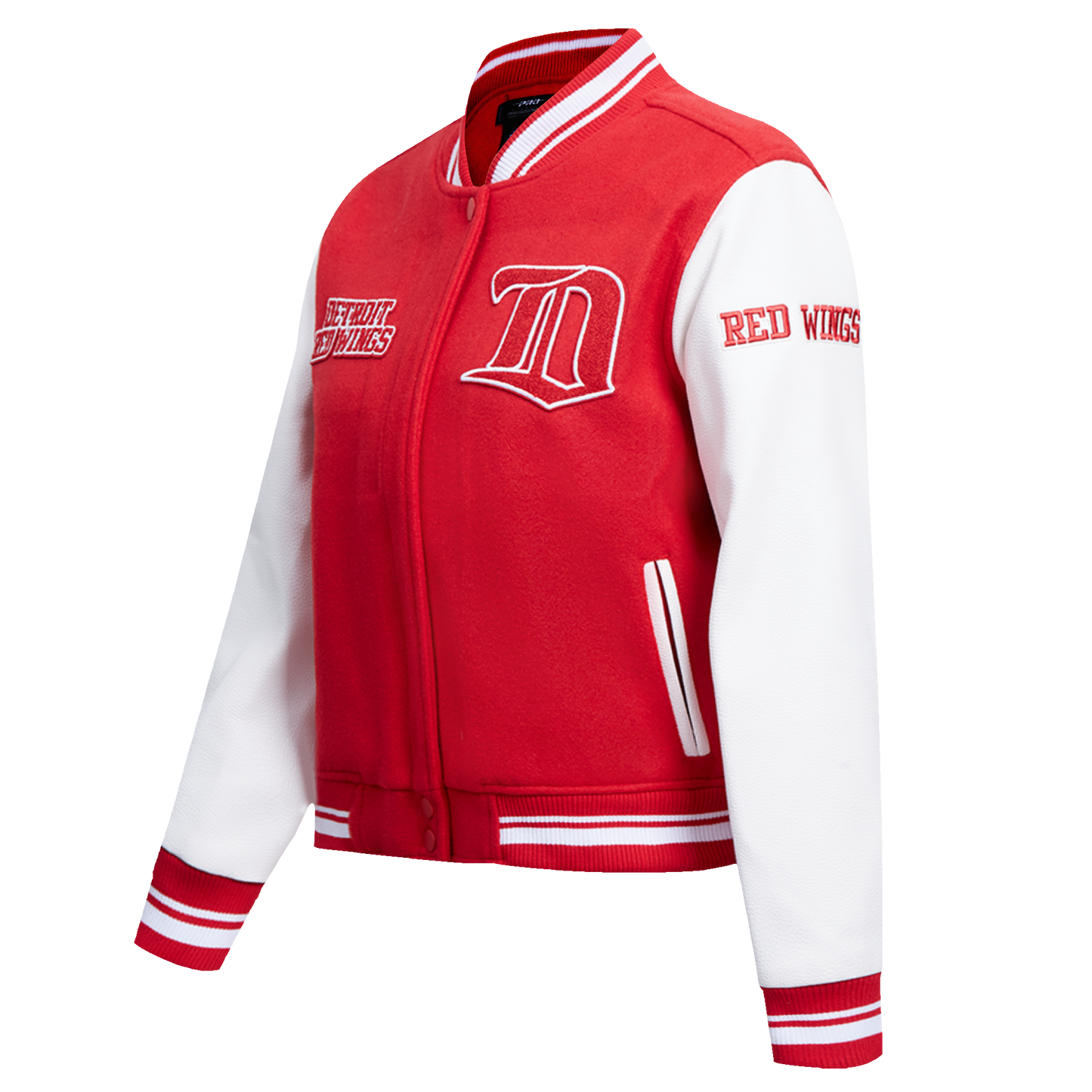 NHL DETROIT RED WINGS RETRO CLASSIC WOMEN'S RIB WOOL VARSITY JACKET (RED/WHITE)