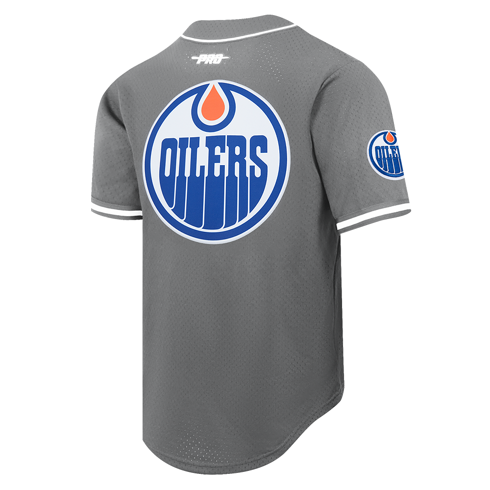 NHL EDMONTON OILERS CLASSIC MESH MEN'S BUTTON DOWN SHIRT (GRAY)