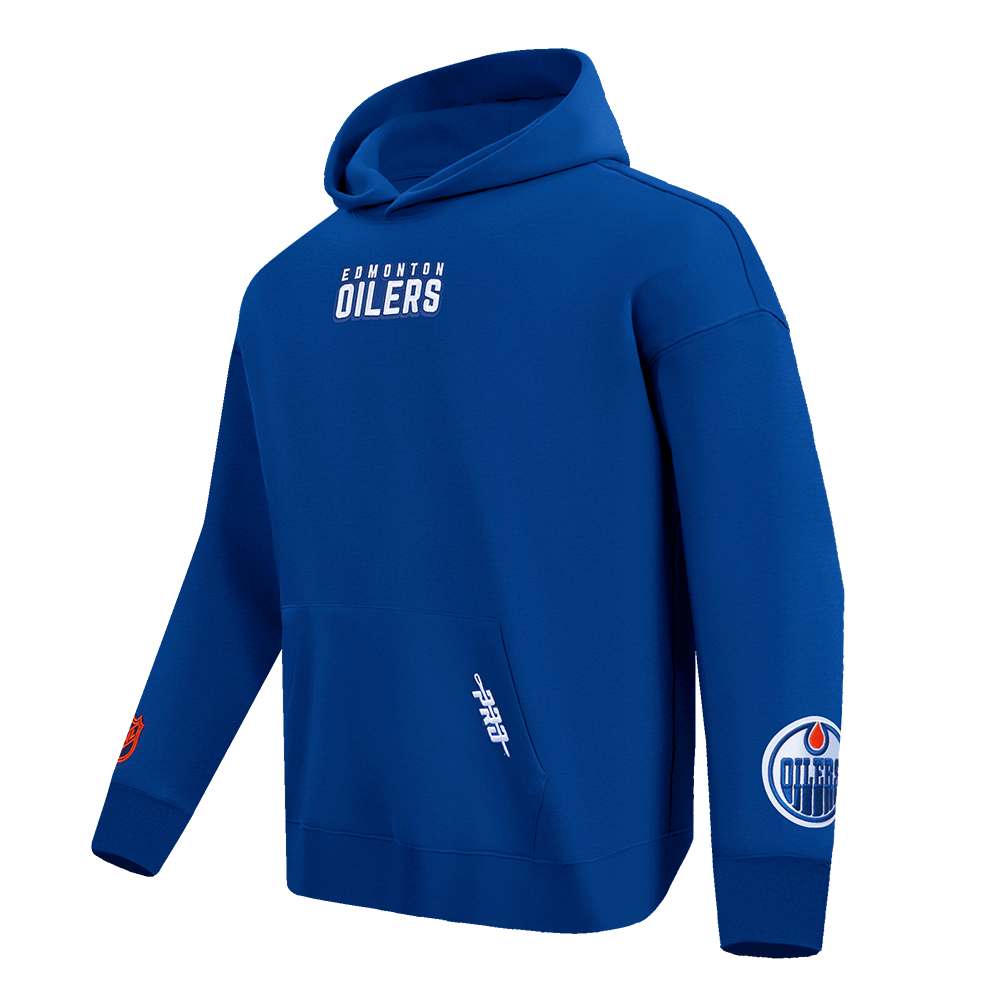 NHL EDMONTON OILERS WINGSPAN MEN'S DROP SHOULDER FLC PO HOODIE (DODGER BLUE)
