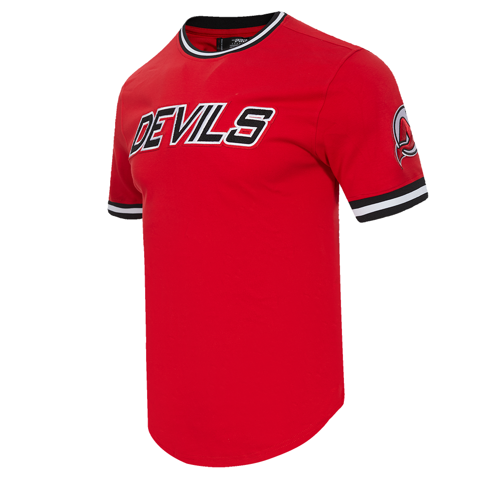 NHL NEW JERSEY DEVILS CLASSIC CHENILLE MEN'S DOUBLE KNIT TEE (RED/BLACK)