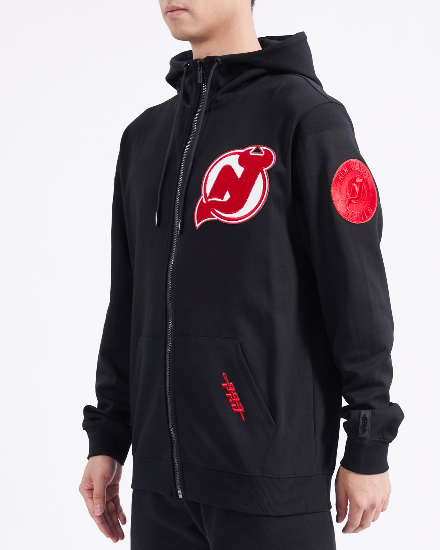 NHL NEW JERSEY DEVILS TC TONAL OUTLINE MEN'S DK FZ PO HOODIE (BLACK)