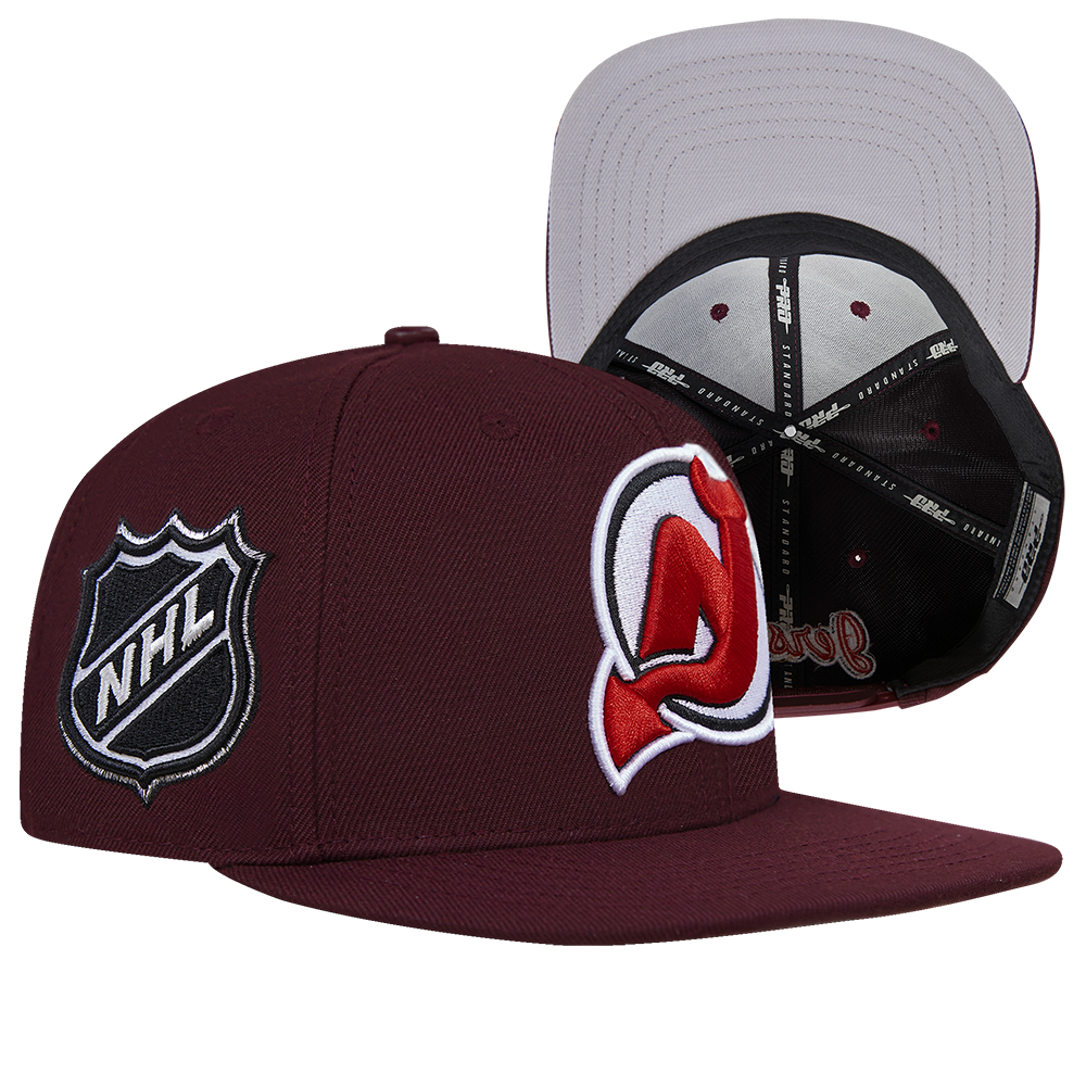NHL NEW JERSEY DEVILS CLASSIC LOGO WOOL UNISEX SNAPBACK HAT WINE GRAY