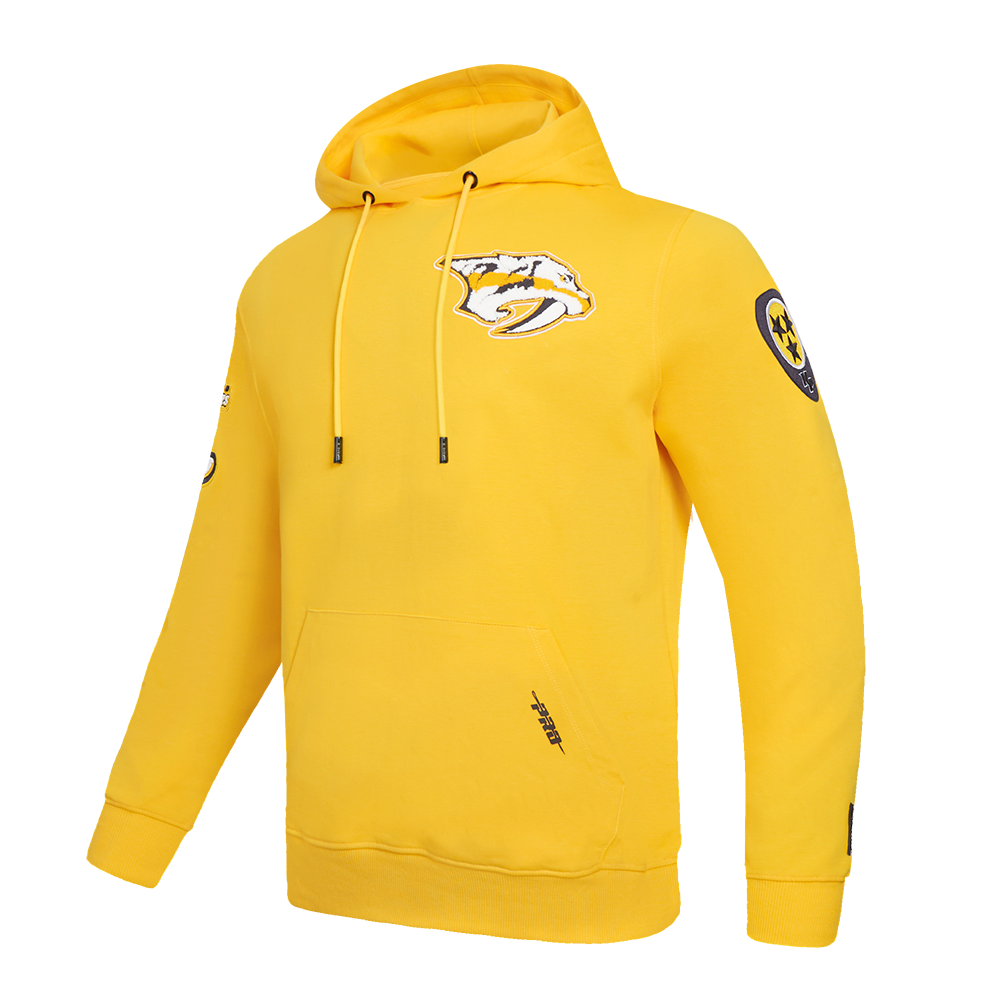 NHL NASHVILLE PREDATORS CLASSIC CHENILLE DOUBLE KNIT PULLOVER HOODIE (YELLOW)