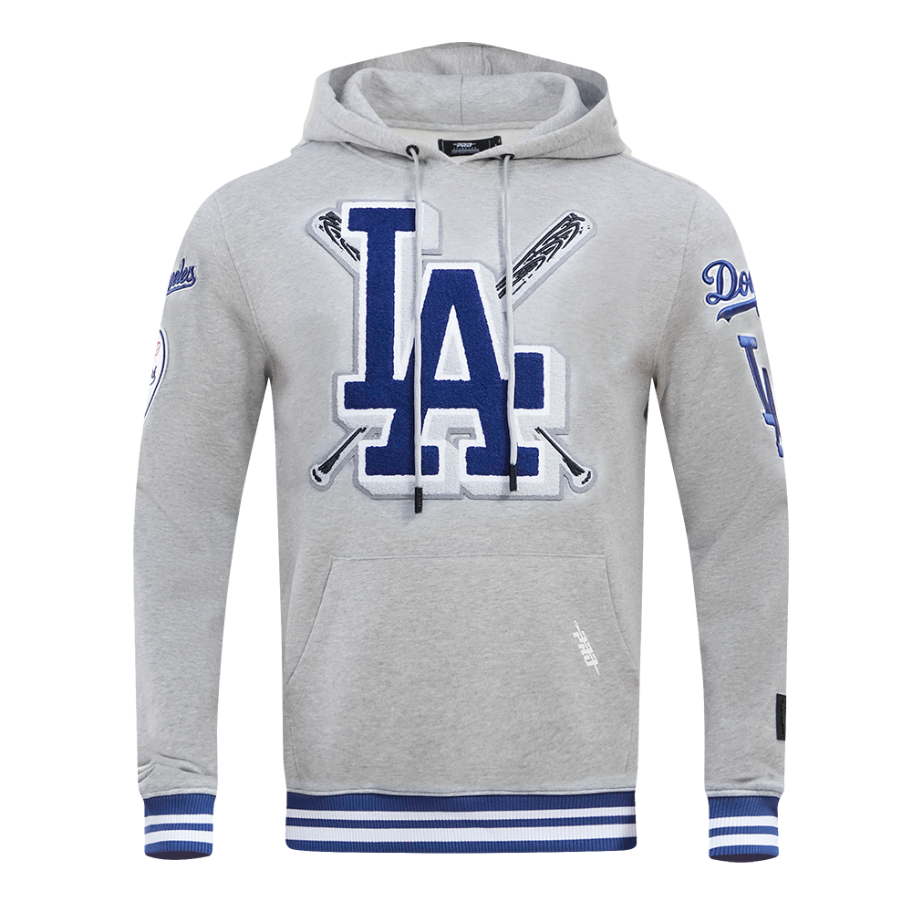 MLB LOS ANGELES DODGERS MASHUP MEN S RIB PO HOODIE HEATHER GREY DODGE Pro Standard