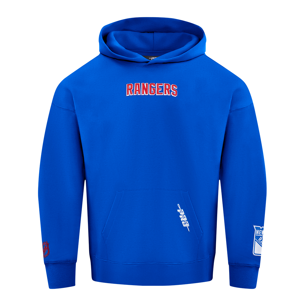 NHL NEW YORK RANGERS WINGSPAN MEN'S DROP SHOULDER FLEECE PULLOVER HOODIE (ROYAL BLUE)