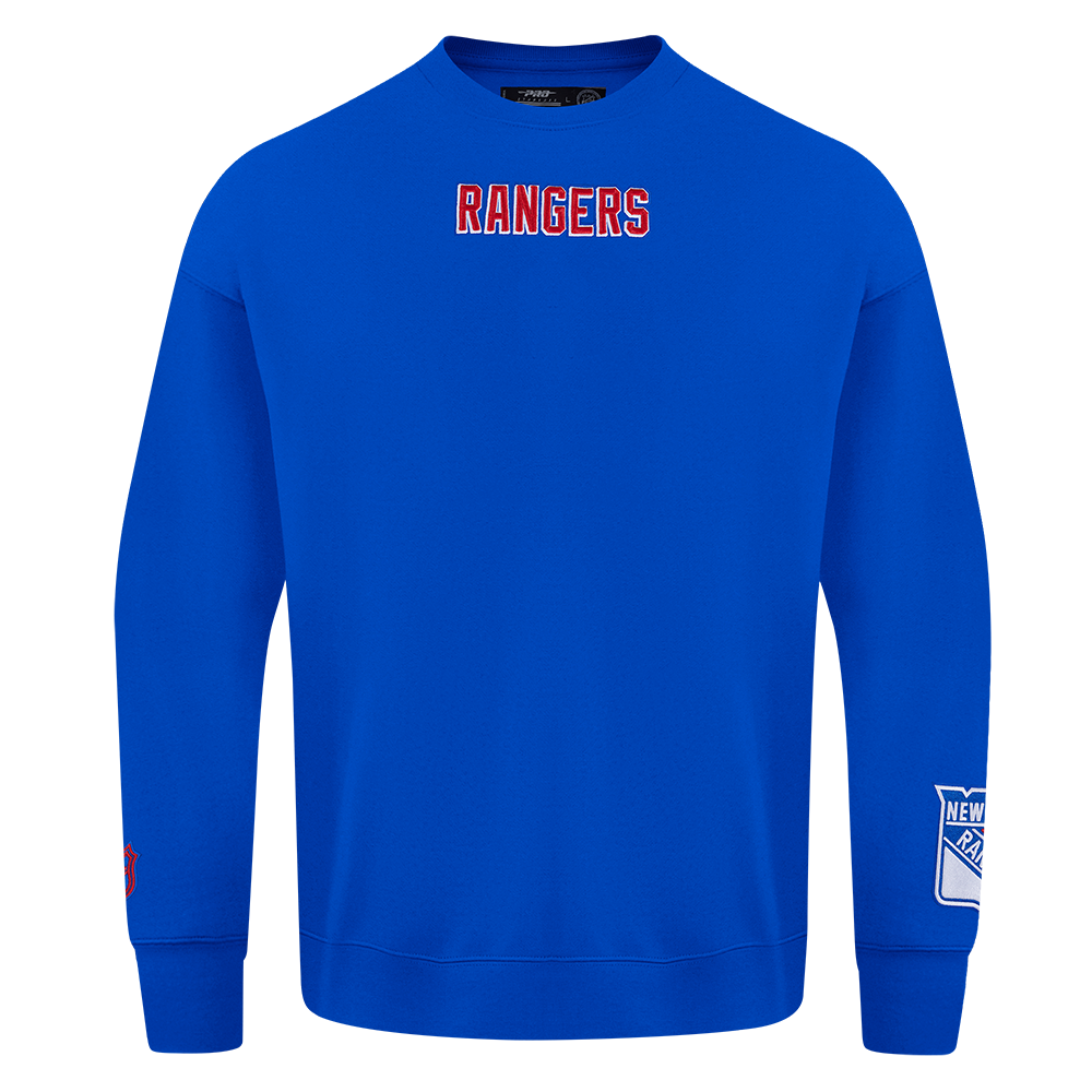 NHL NEW YORK RANGERS WINGSPAN MEN'S DROP SHOULDER FLEECE CREWNECK (ROYAL BLUE)
