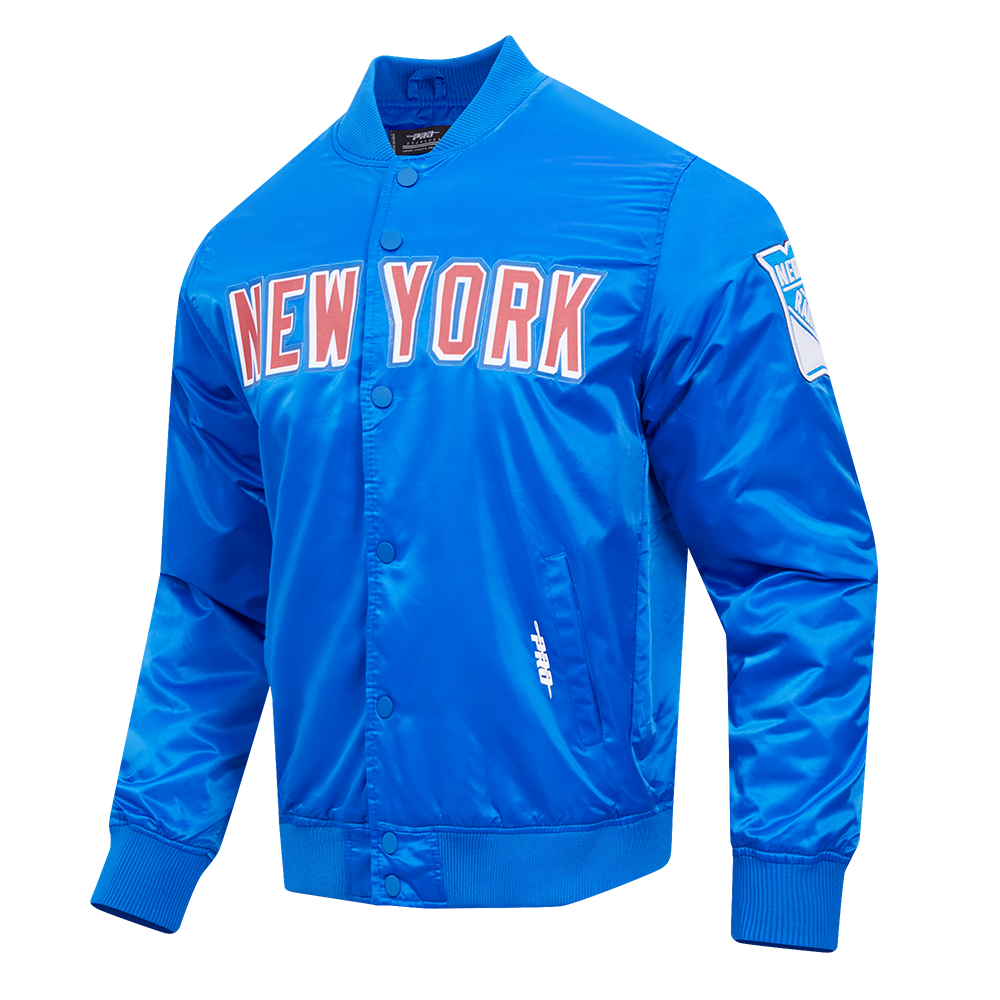 NHL NEW YORK RANGERS CLASSIC MEN'S SATIN JACKET (ROYAL BLUE)