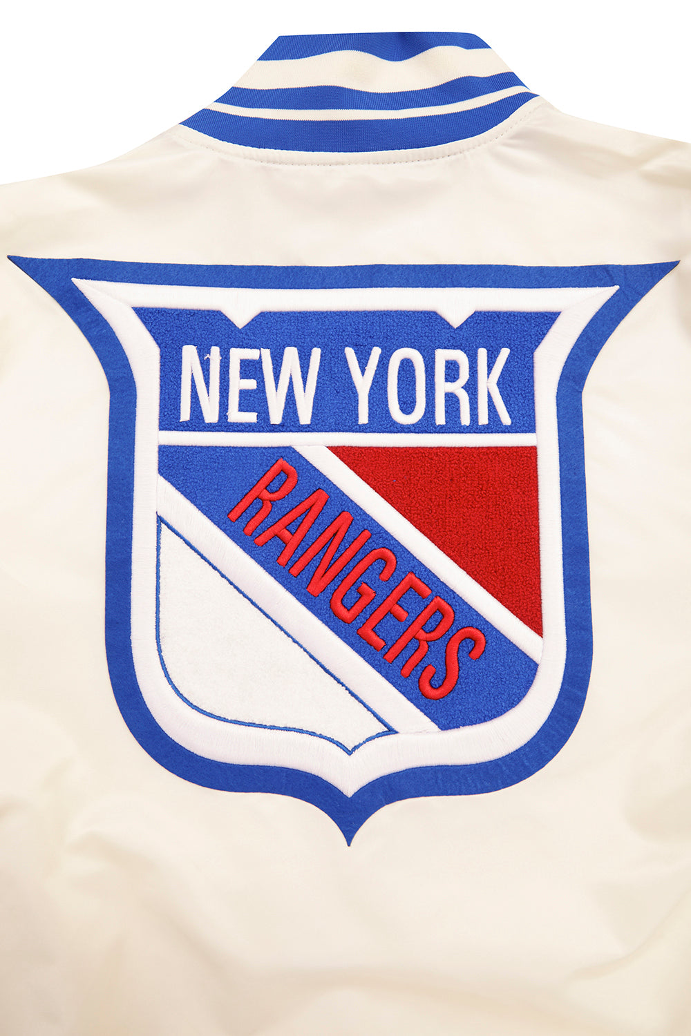 NHL NEW YORK RANGERS RETRO CLASSIC MEN'S RIB SATIN JACKET (EGGSHELL/RO ...