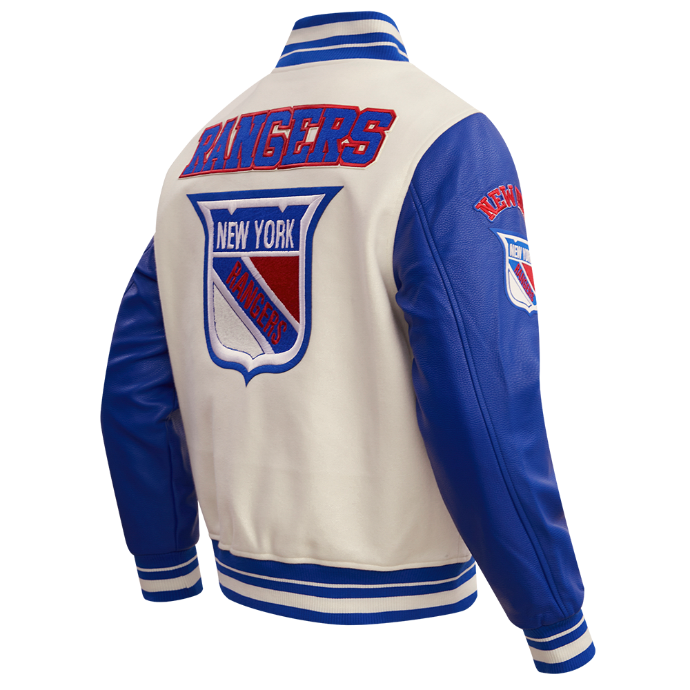 NHL NEW YORK RANGERS RETRO CLASSIC MEN'S RIB WOOL VARSITY JAC (EGGSHEL ...