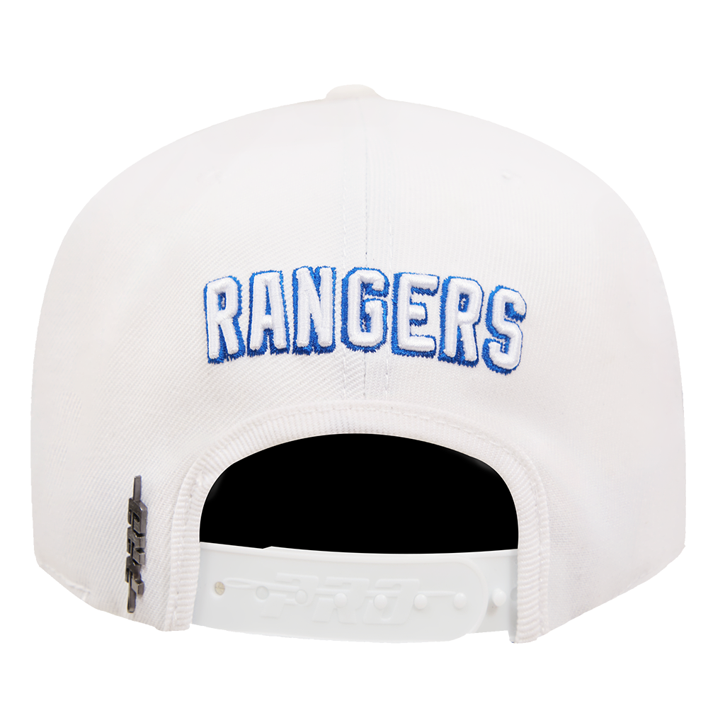 Texas Rangers Pro Standard Logo Snapback Hat - White/Royal