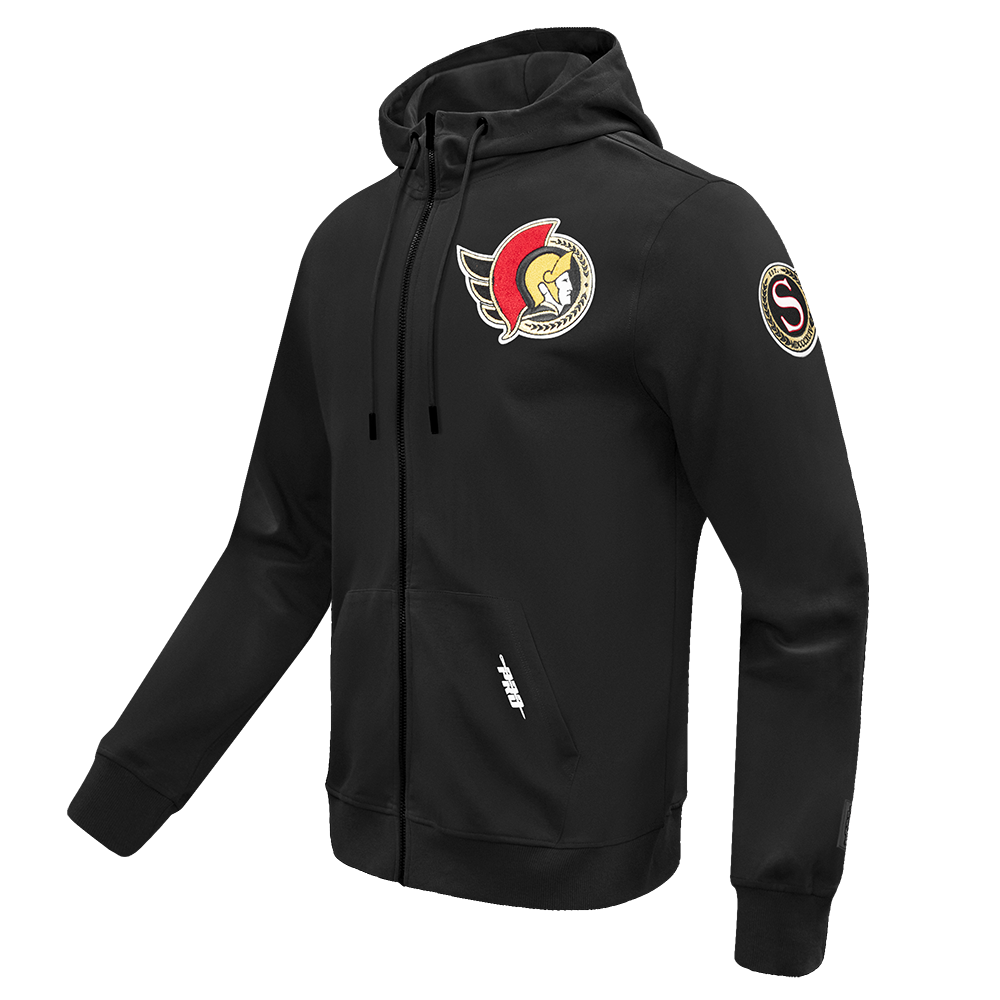 NHL OTTAWA SENATORS CLASSIC CHENILLE MEN'S DK FZ PO HOODIE (BLACK)