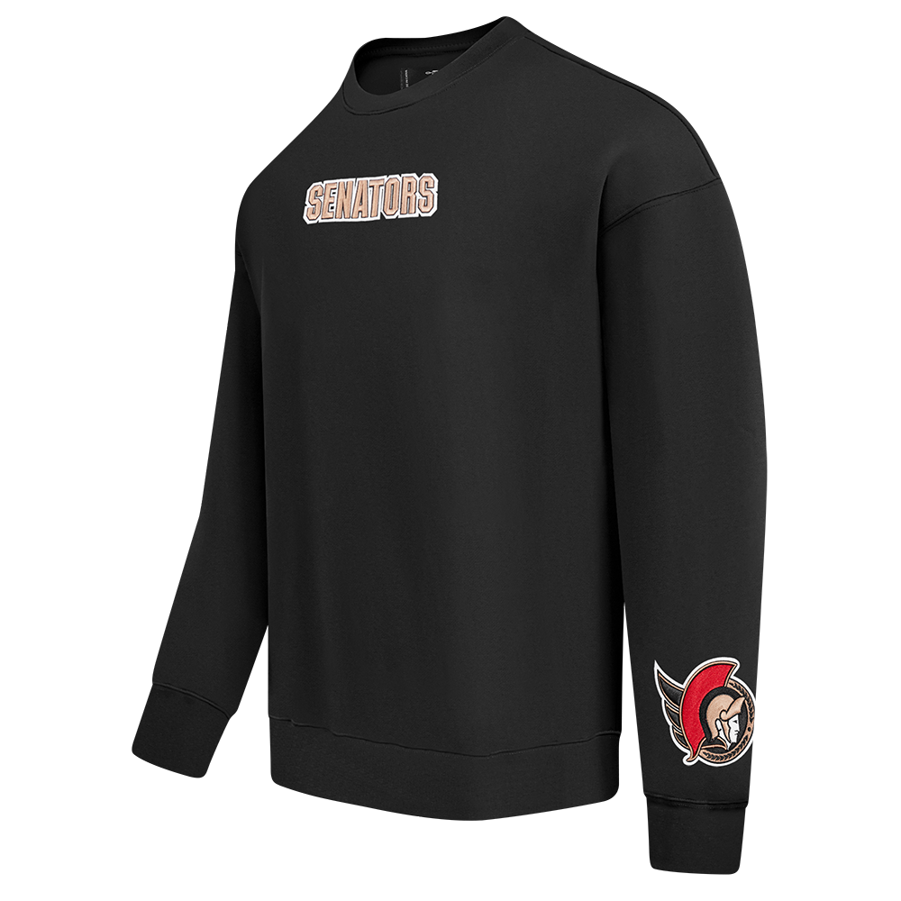 NHL OTTAWA SENATORS WINGSPAN MEN'S DROP SHOULDER FLC CREWNECK (BLACK)