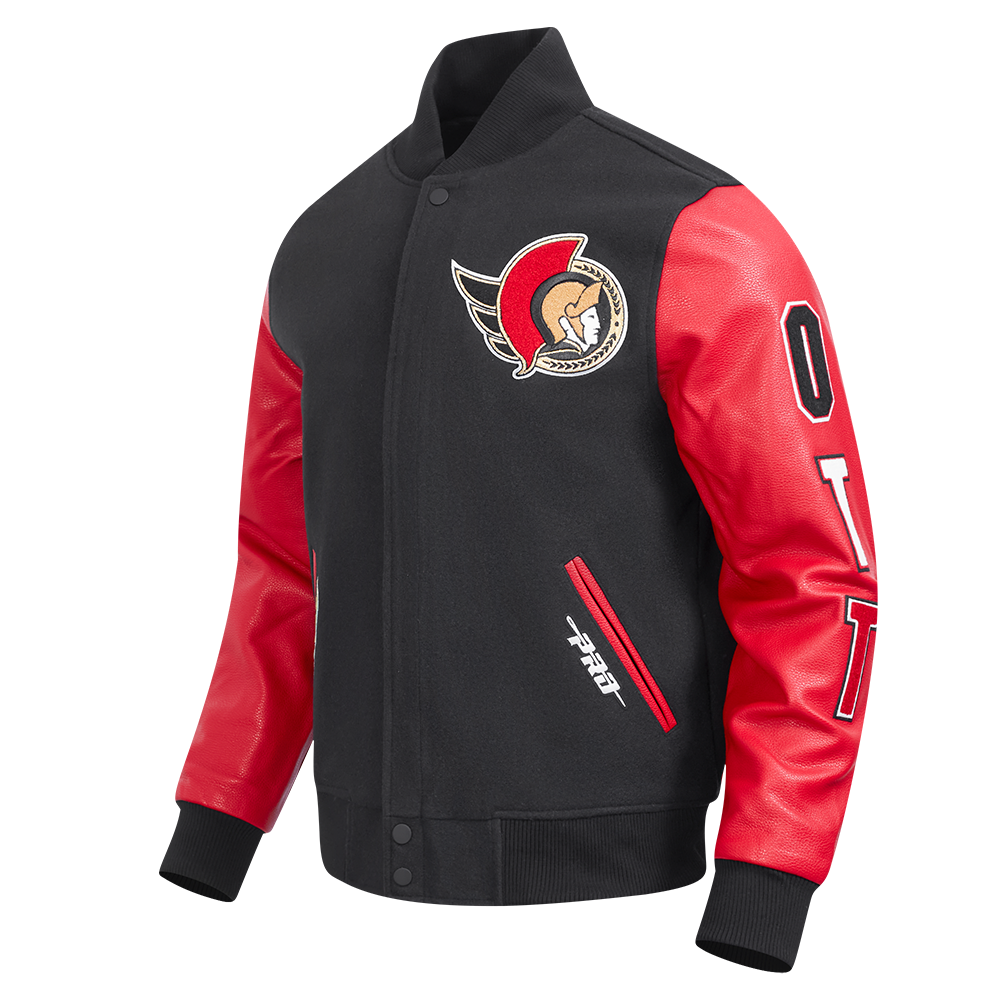 NHL OTTAWA SENATORS CLASSIC MEN'S WOOL VARSITY JACKET (BLACK/RED)