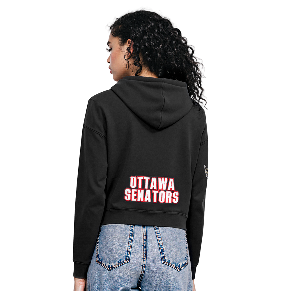 NHL OTTAWA SENATORS CLASSIC WOMEN'S FLC CROPPED PO HOODIE (BLACK)