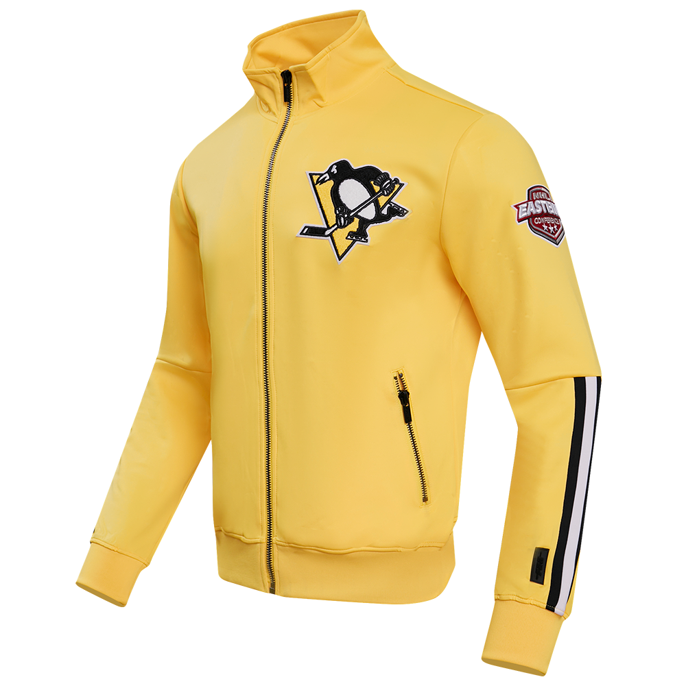 NHL PITTSBURGH PENGUINS CLASSIC CHENILLE DOUBLE KNIT TRACK JACKET (YELLOW/BLACK)