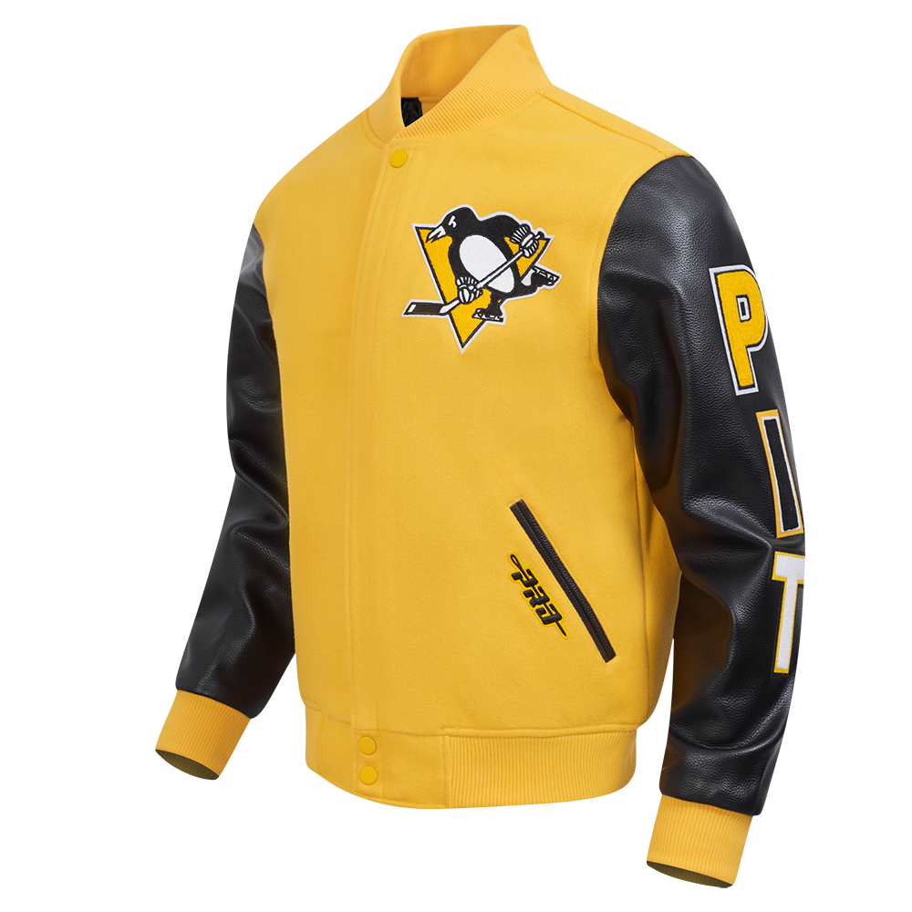 NHL PITTSBURGH PENGUINS CLASSIC MEN'S WOOL VARSITY JACKET (YELLOW/BLACK)