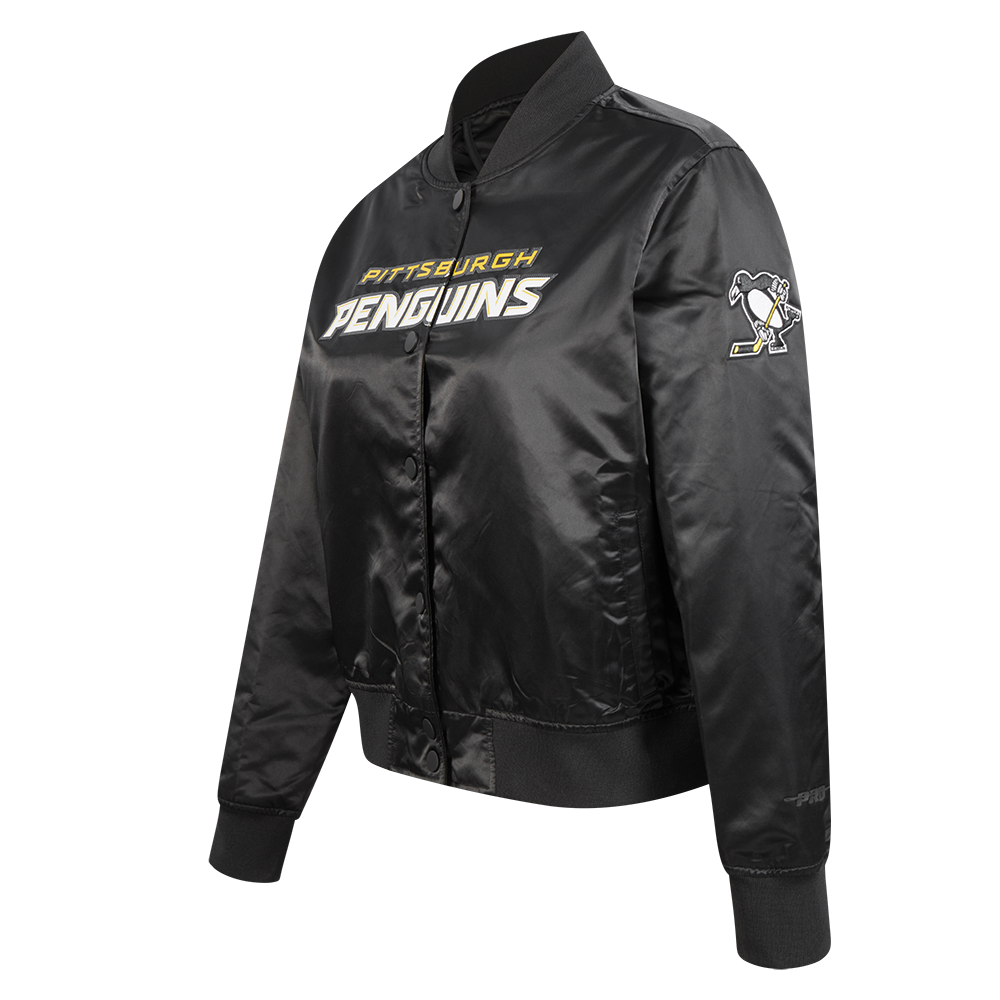 NHL PITTSBURGH PENGUINS CLASSIC WOMEN'S SATIN JACKET (BLACK)