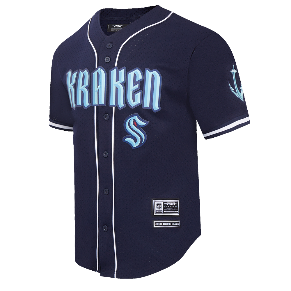 NHL SEATTLE KRAKEN CLASSIC MEN'S MESH BUTTON DOWN JERSEY (MIDNIGHT NAVY)