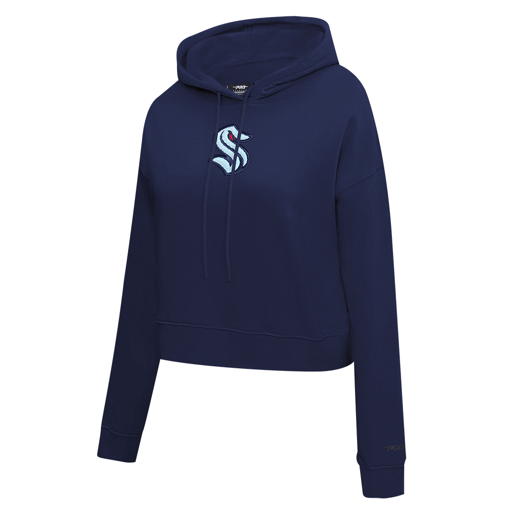 NHL SEATTLE KRAKEN CLASSIC WOMEN'S FLC CROPPED PO HOODIE (MIDNIGHT NAVY)
