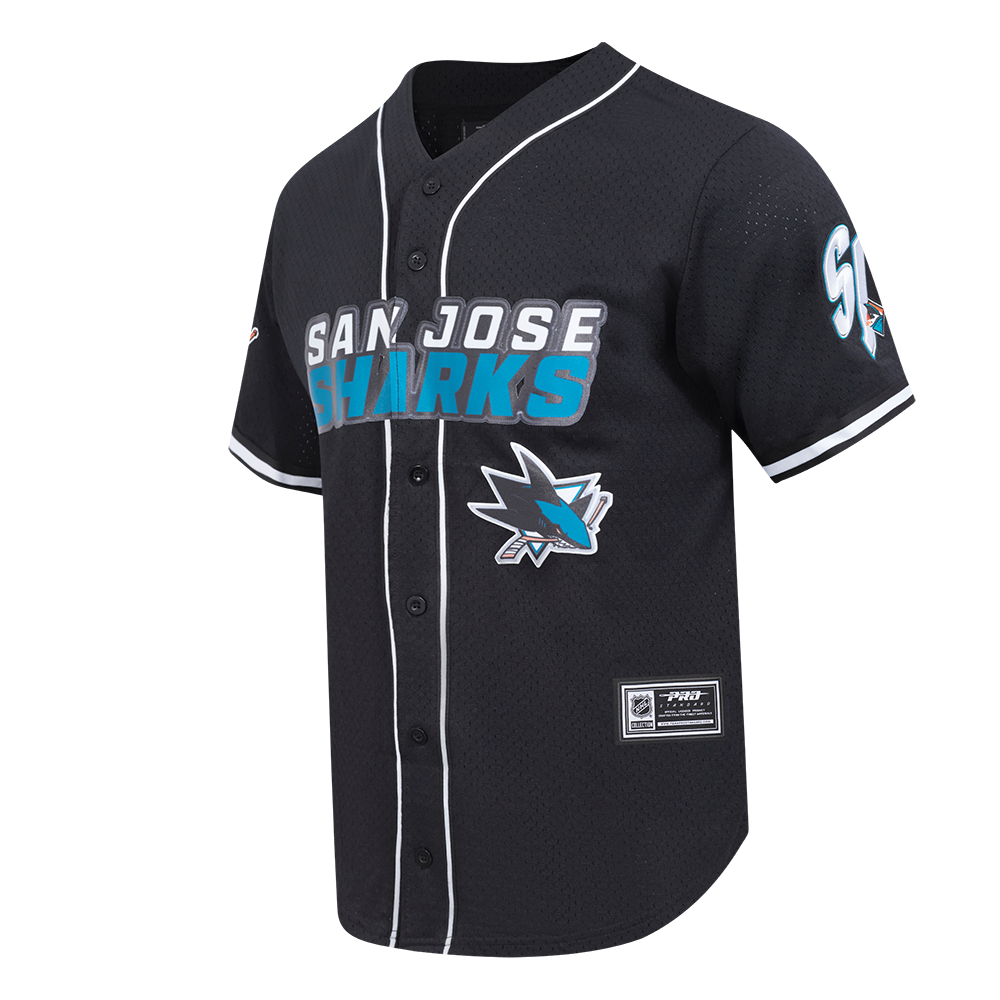 NHL SAN JOSE SHARKS CLASSIC MESH MEN'S BUTTON DOWN SHIRT (BLACK)