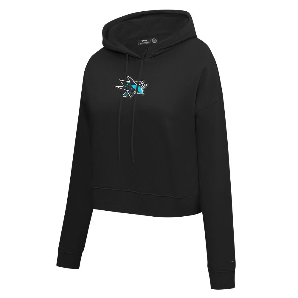 NHL SAN JOSE SHARKS CLASSIC WOMEN'S FLC CROPPED PO HOODIE (BLACK)