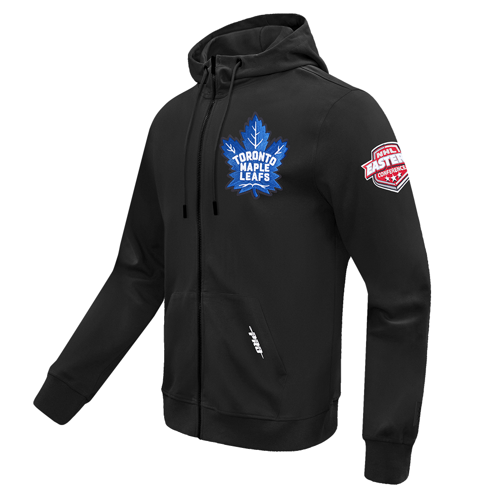 NHL TORONTO MAPLE LEAFS CLASSIC CHENILLE DOUBLE KNIT FULL ZIP PULLOVER HOODIE (BLACK)