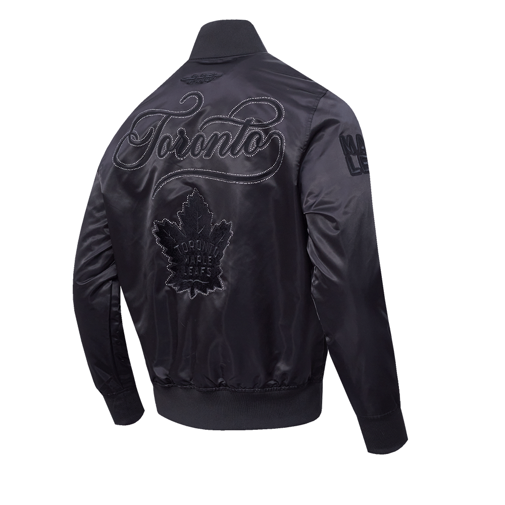 NHL TORONTO MAPLE LEAFS BLACKOUT MEN'S SATIN JACKET (BLACK)