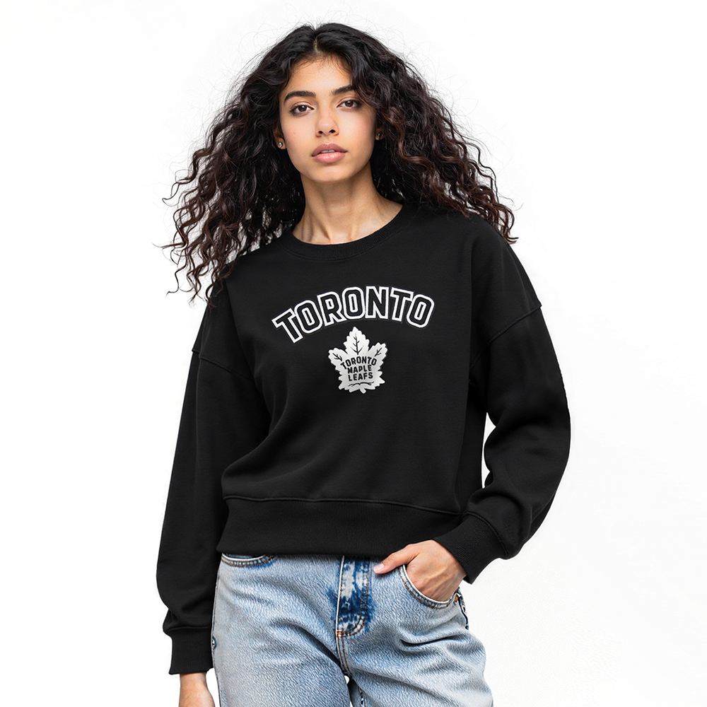NHL TORONTO MAPLE LEAFS CLASSIC WOMEN'S FLC CREWNECK (BLACK)