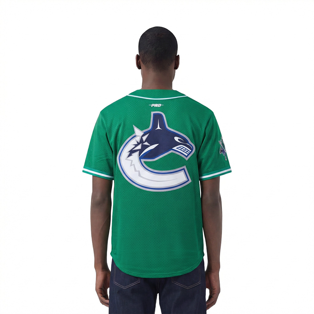 VANCOUVER CANUCKS CLASSIC MESH MEN'S BUTTON DOWN SHIRT (KELLY GREEN)