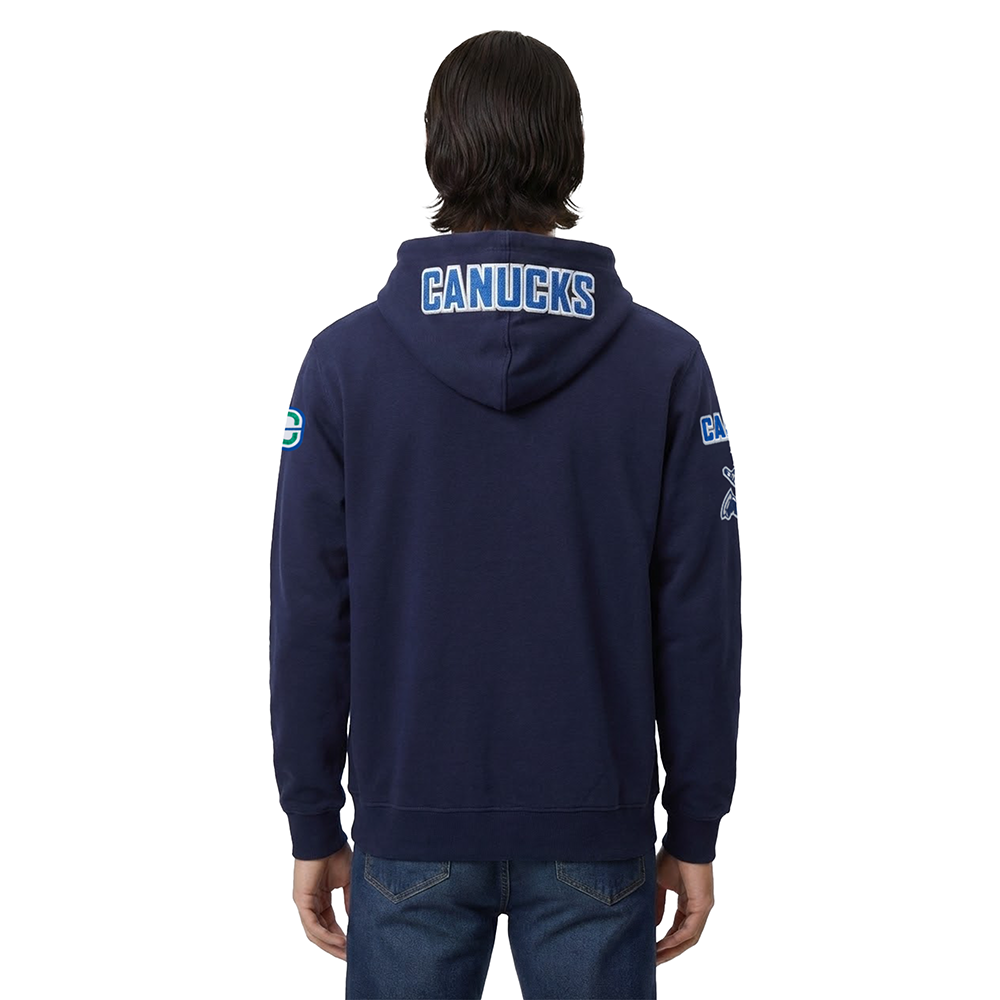 NHL VANCOUVER CANUCKS CLASSIC CHENILLE MEN'S DK FZ PO HOODIE (MIDNIGHT NAVY)