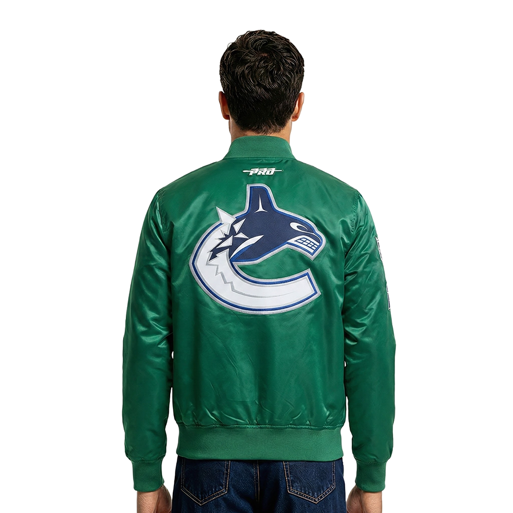 NHL VANCOUVER CANUCKS CLASSIC MEN'S SATIN JACKET (KELLY GREEN)