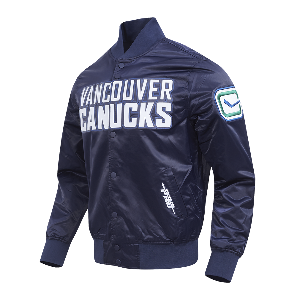 NHL VANCOUVER CANUCKS CLASSIC MEN'S SATIN JACKET (MIDNIGHT NAVY)