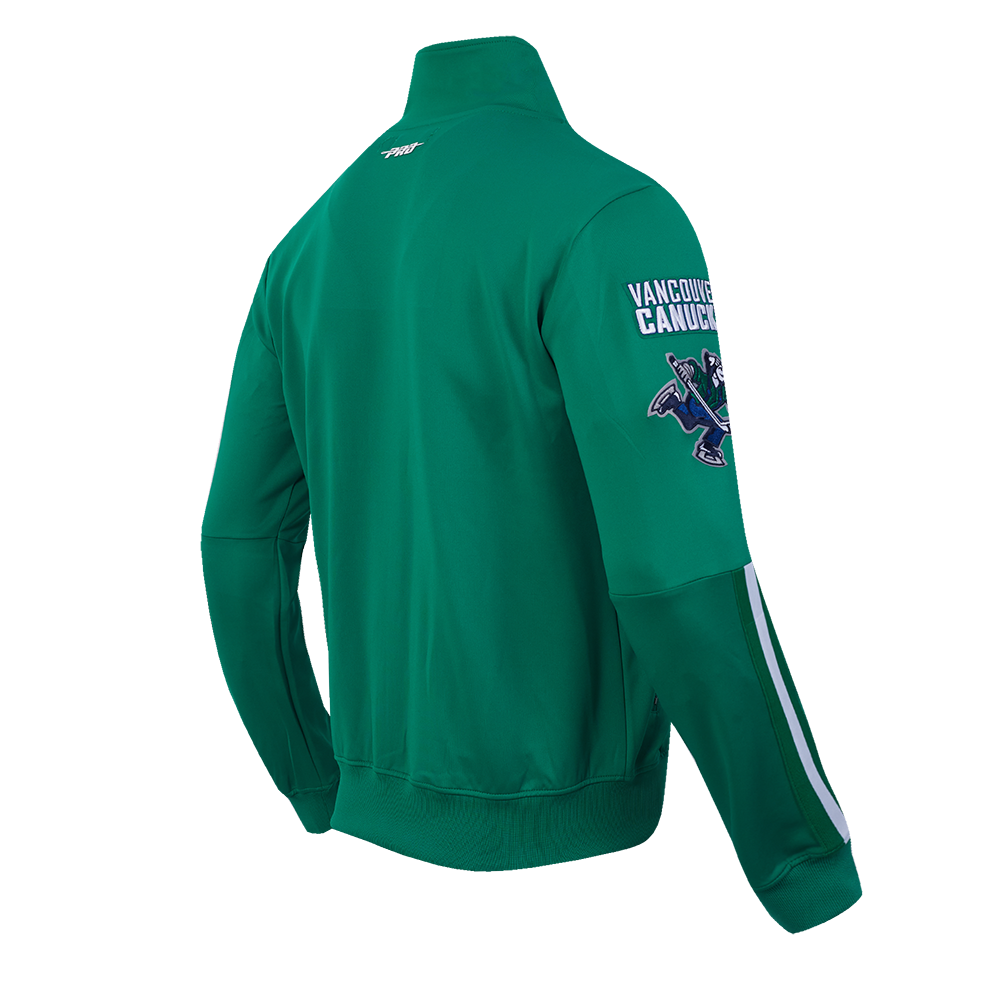NHL VANCOUVER CANUCKS CLASSIC CHENILLE MEN'S DK TRACK JACKET (KELLY GREEN)
