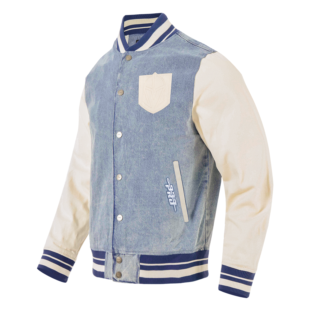 NHL VEGAS GOLDEN KNIGHTS VARSITY BLUES MEN'S DENIM VARSITY JACKET (DENIM/LINEN)
