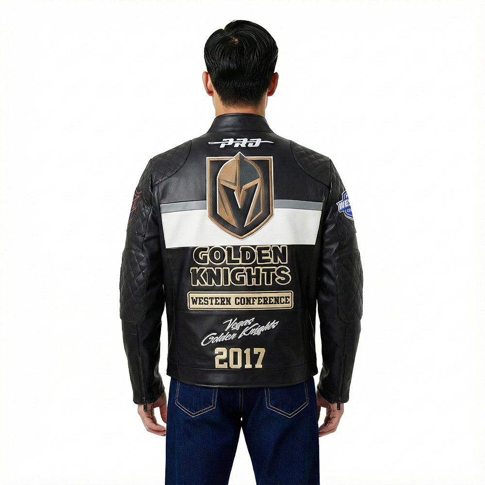 NHL VEGAS GOLDEN KNIGHTS MEN'S MOTO JACKET (BLACK/WHITE)