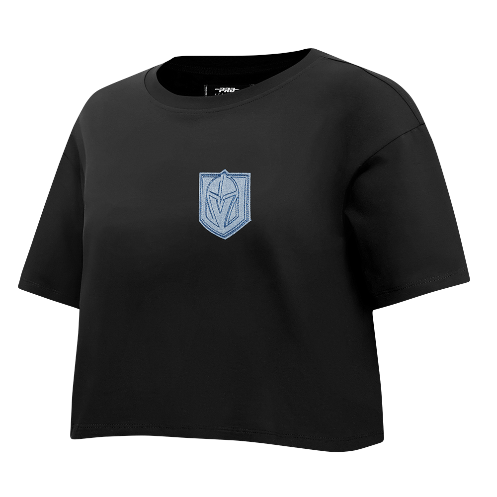 NHL VEGAS GOLDEN KNIGHTS VARSITY BLUES WOMEN'S BOXY TEE (BLACK)