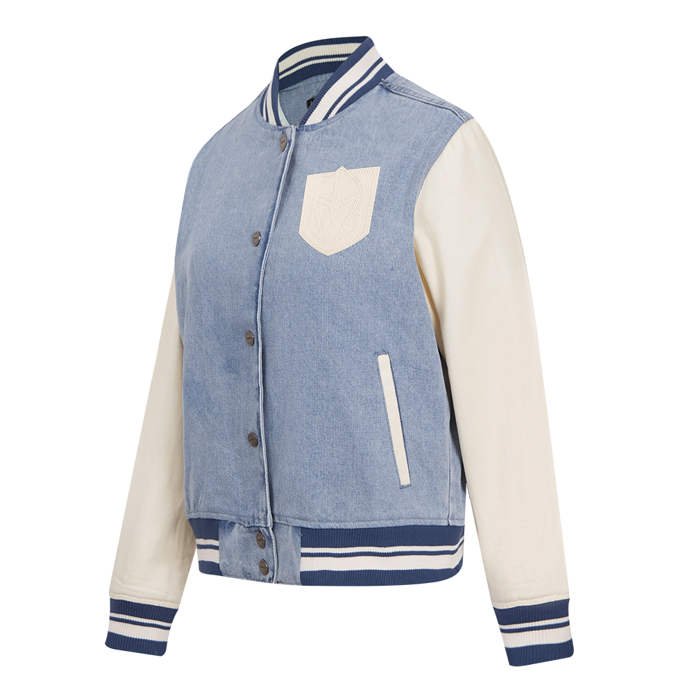 NHL VEGAS GOLDEN KNIGHTS VARSITY BLUES WOMEN'S W DENIM VARSITY JACKET (DENIM/LINEN)