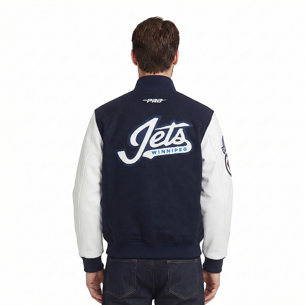 WINNIPEG JETS CLASSIC MEN'S WOOL VARSITY JACKET (MIDNIGHT NAVY/WHITE)