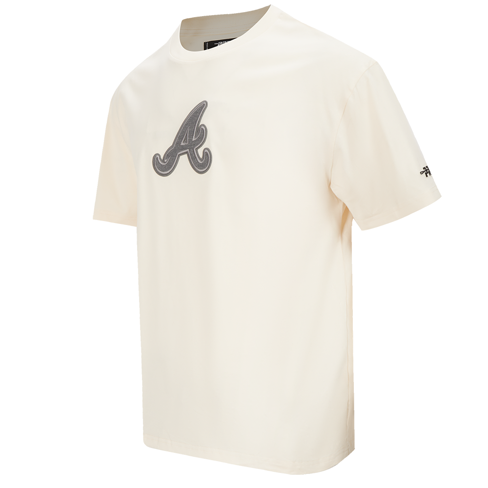 MLB ATLANTA BRAVES REVERSE FRENCH TERRY MEN'S COTTON JERSEY DROP SHOULDER TOP (EGGSHELL)