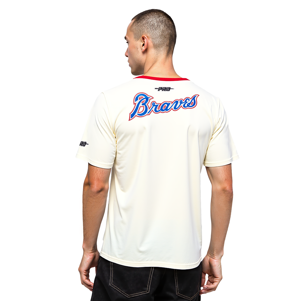 MLB ATLANTA BRAVES RETRO CASCADE MEN'S RINGER TOP (EGGSHELL/ RED)