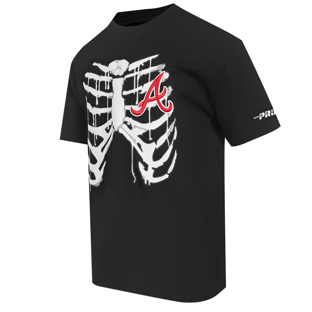 MLB ATLANTA BRAVES RIB CAGE MEN'S COTTON JERSEY DROP SHOULDER TOP (BLACK)