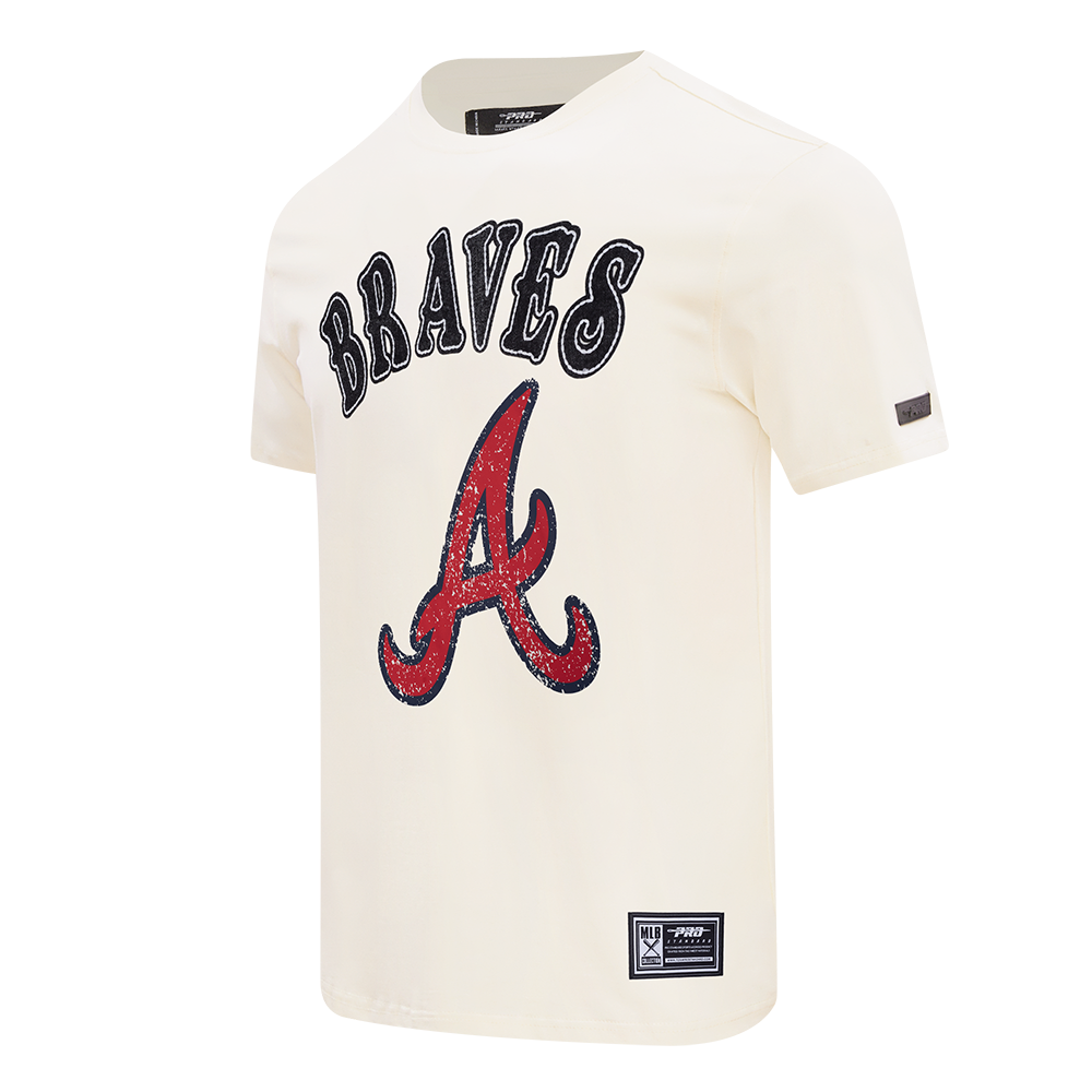 MLB ATLANTA BRAVES REBEL ATHLETICS STACKED LOGO MEN'S SJ TEE (EGGSHELL)