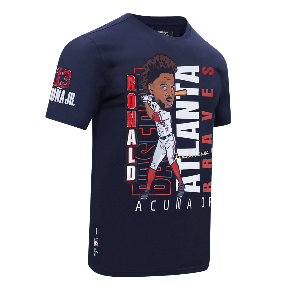 MLB ATLANTA BRAVES RONALD ACUNA JR #13 REMIX AVATAR MEN'S SINGLE JERSEY TOP (MIDNIGHT NAVY)