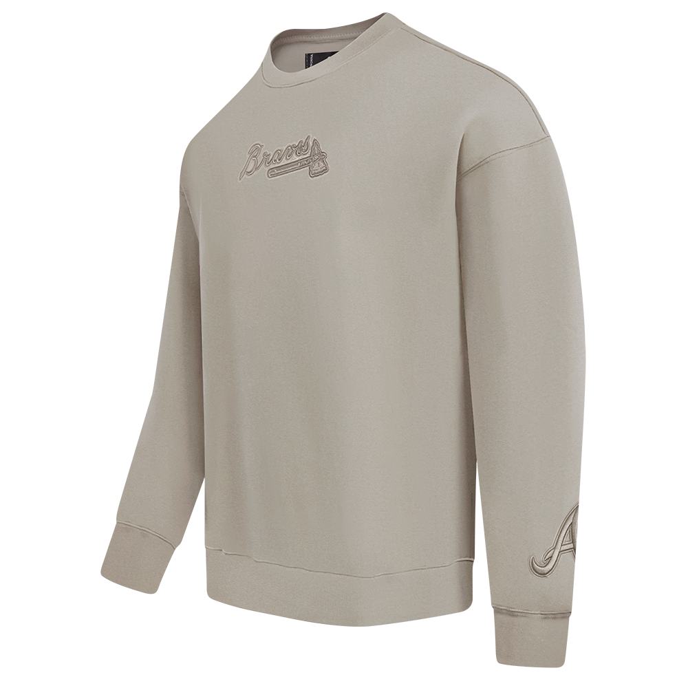 MLB ATLANTA BRAVES WINGSPAN MEN'S DROP SHOULDER FLEECE CREWNECK (TAUPE)