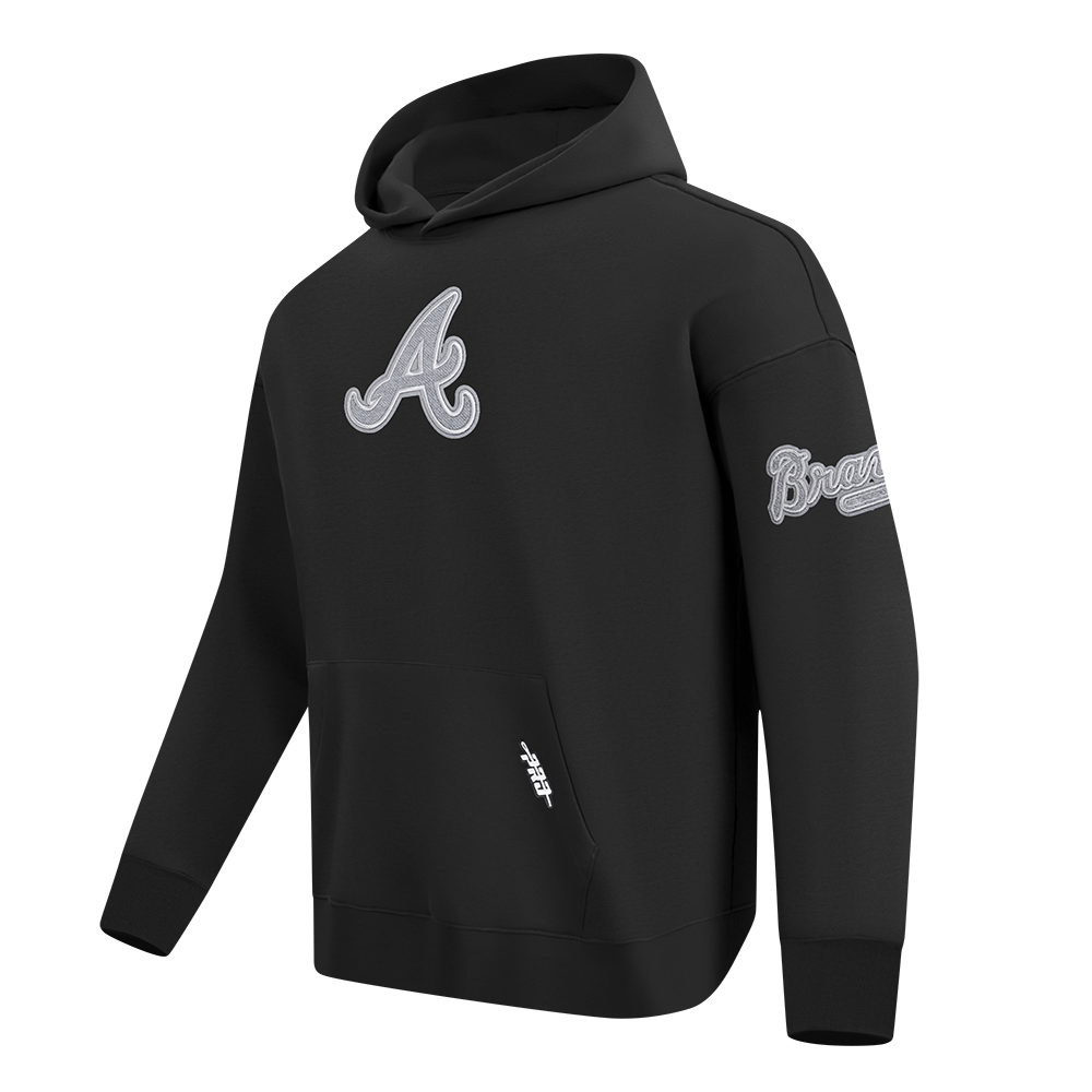 MLB ATLANTA BRAVES REVERSE FRENCH TERRY MEN'S DROP SHOULDER FLC PO H (BLACK)