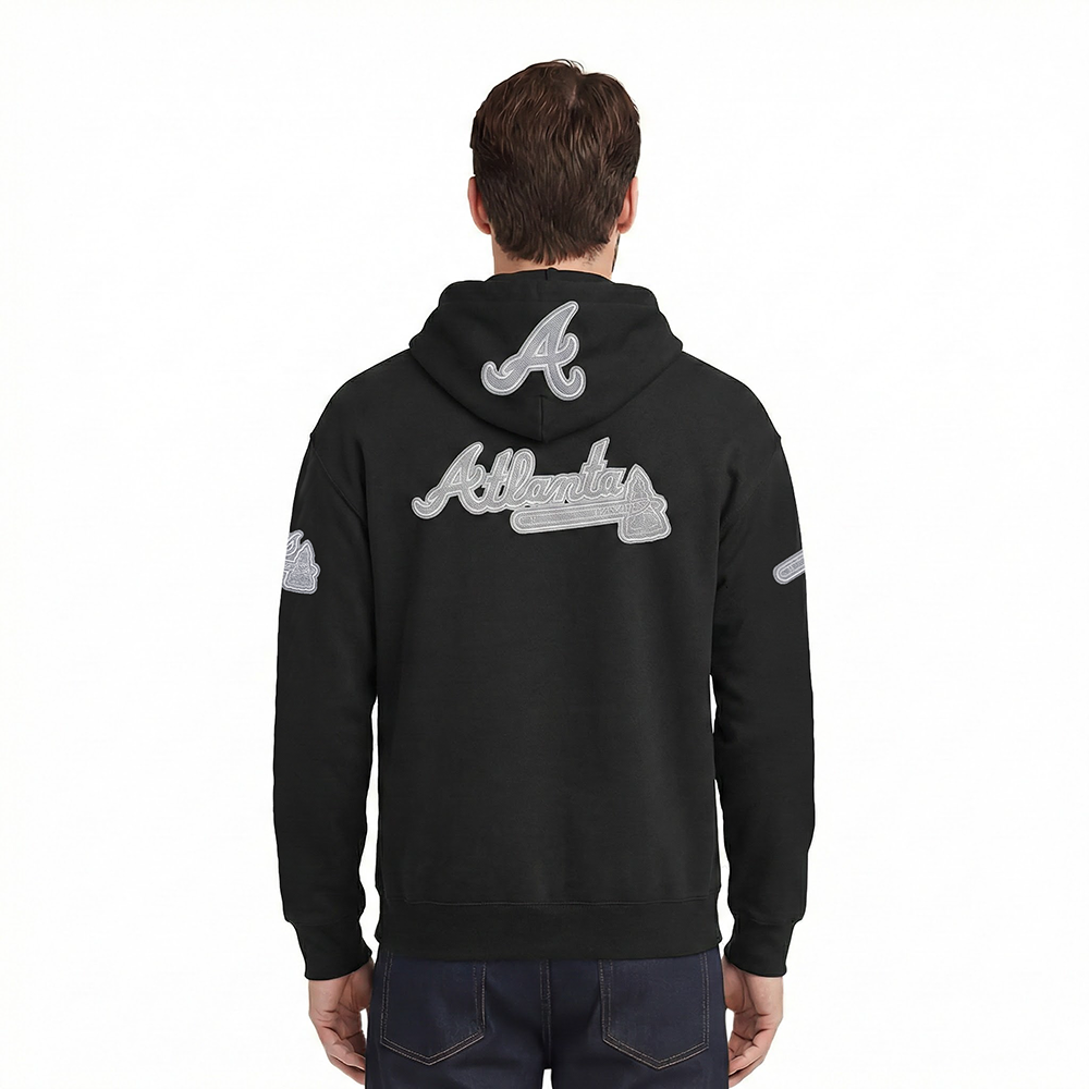 MLB ATLANTA BRAVES REVERSE FRENCH TERRY MEN'S DROP SHOULDER FLC PO H (BLACK)